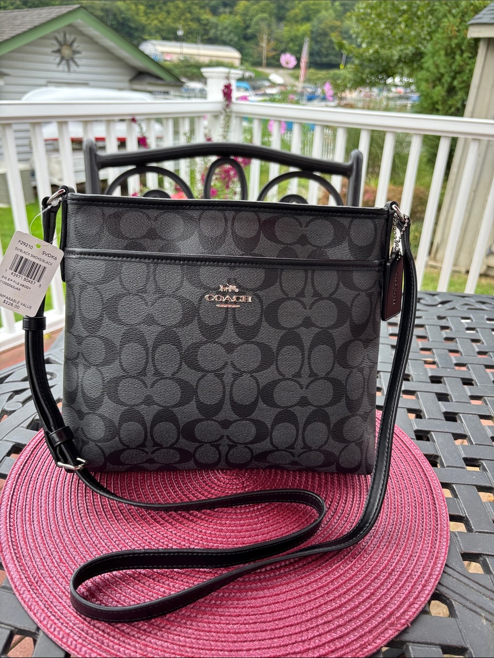 Coach Black Signature File Crossbody Bag new with tags